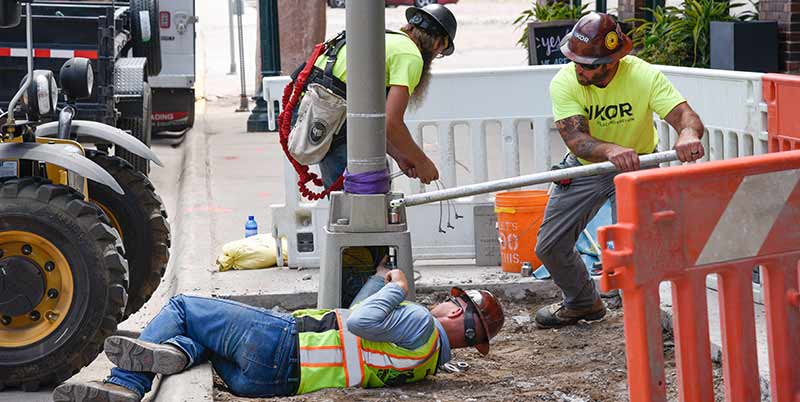 team working on small cell construction